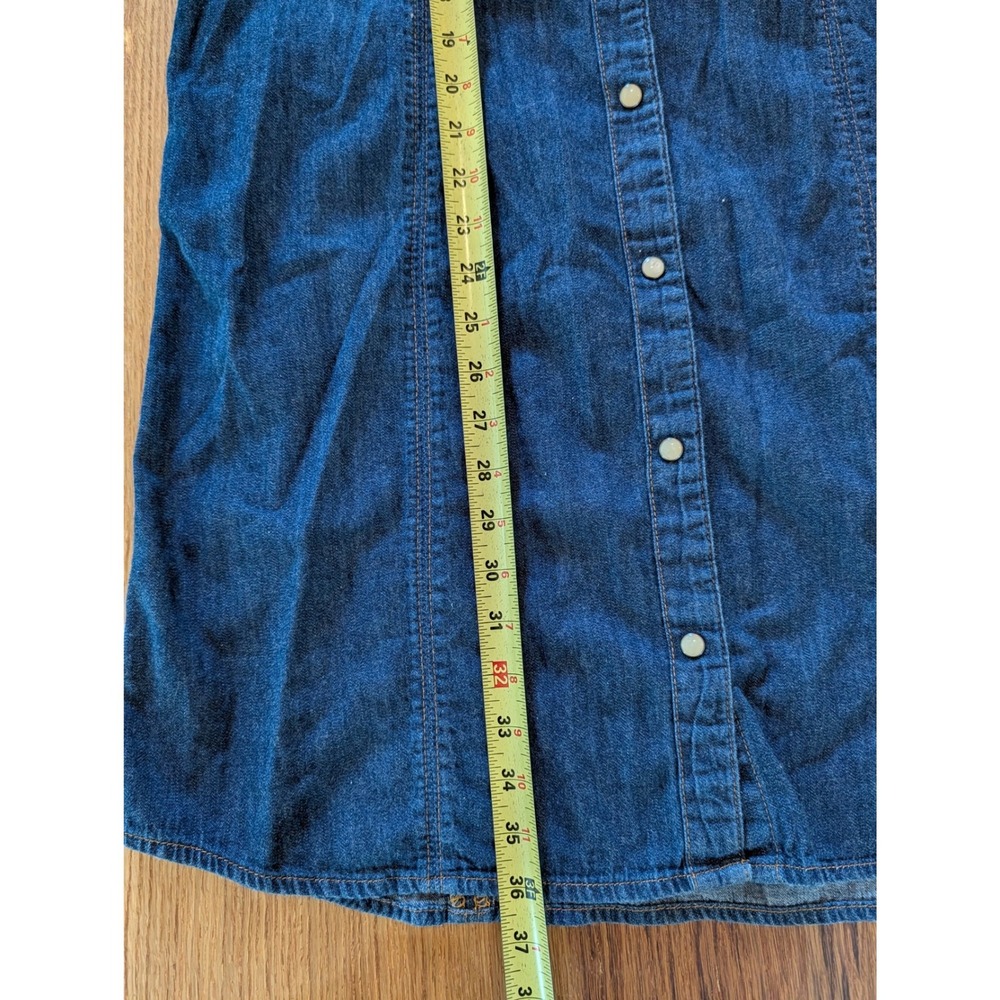 Gap 1969 Womens Blue Denim Western Pearl Snap Shirt Dress Size L Tie Waist Belt - Picture 8 of 9